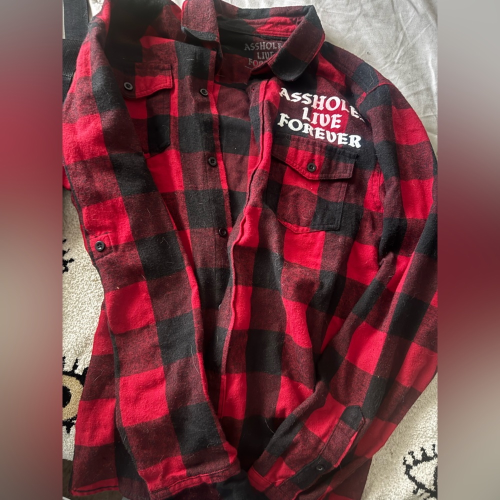 Red and Black Plaid Button Down Shirt